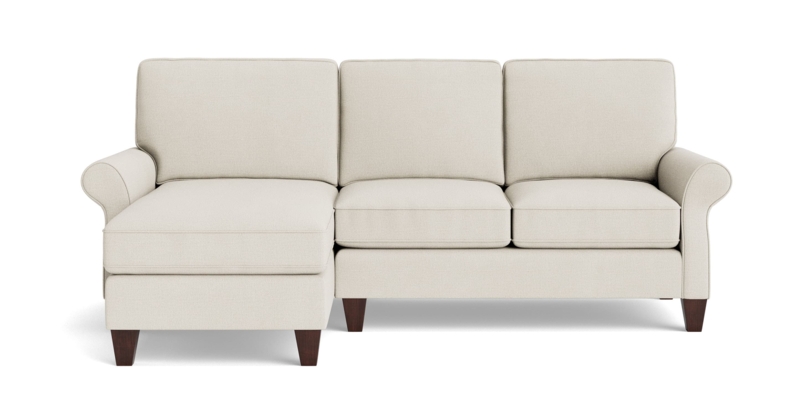 Chaise Sectional Sofa Roll Arms Left Facing Gray Woven Fabric