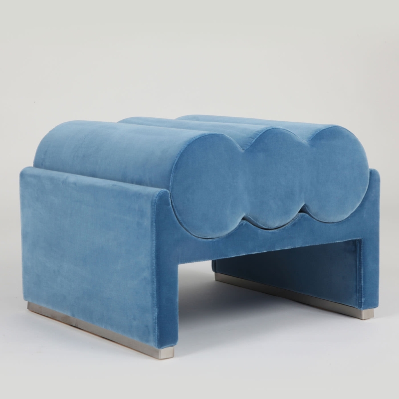 Channel Tufted Pouf Cylindrical Piped Edge Detail