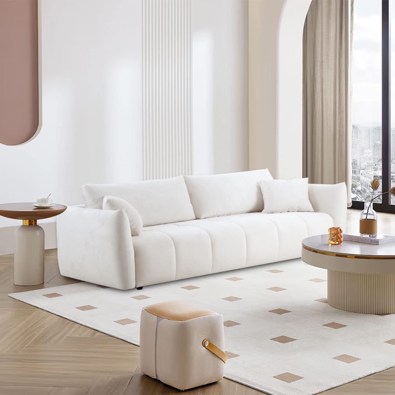 Channeled Back Sofa with Gold Metal Legs