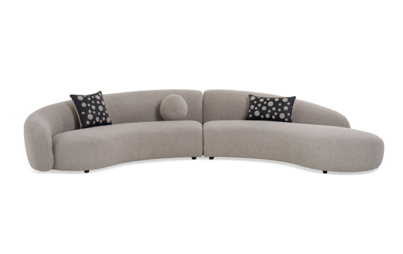 Charcoal Curved Sectional Sofa on Black Plinth Base Modern Lounge