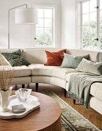 Charcoal Gray Curved Sectional Sofa with Textured Weave Fabric