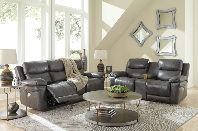 Charcoal Gray Power Reclining Living Room Set with Center Console