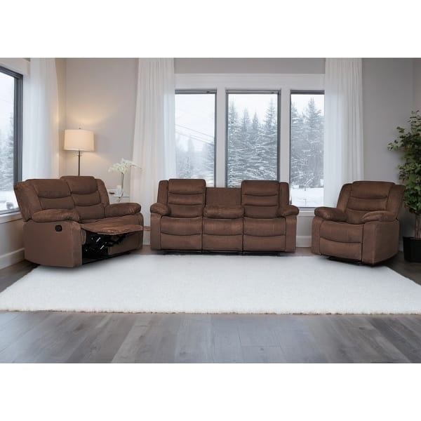 Charcoal Gray Reclining Living Room Set with Dropdown Console
