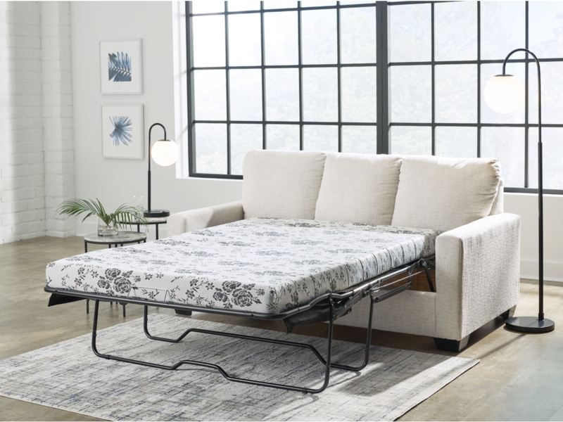 Charcoal Gray Sleeper Sofa Track Arms Extended Mechanism Woven