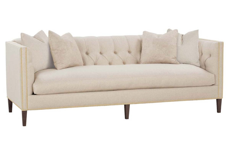 Charcoal Gray Tuxedo Sofa featuring a Tight Back Design