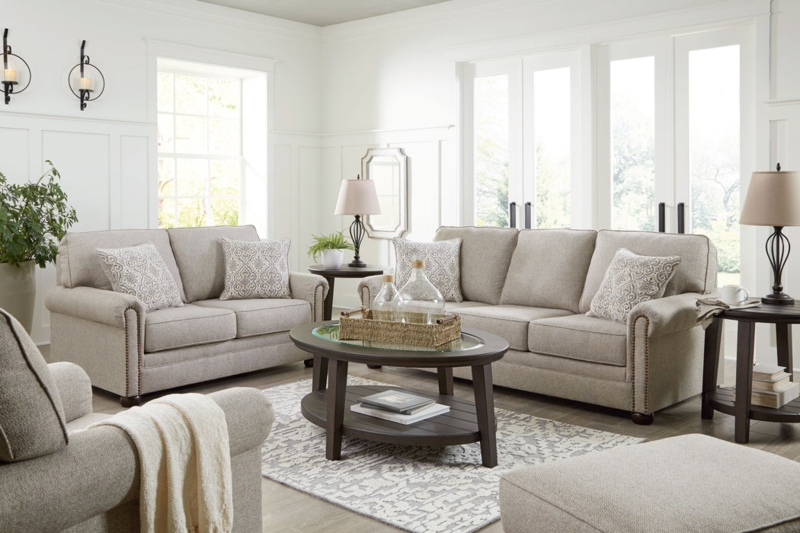 Charcoal Grey Living Room Set with Nesting Ottoman Storage.