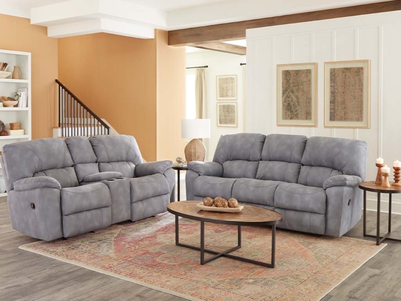 Charcoal Grey Performance Fabric Manual Reclining Sofa