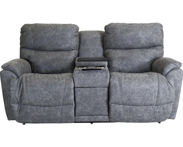 Charcoal Grey Power Reclining Loveseat with Console
