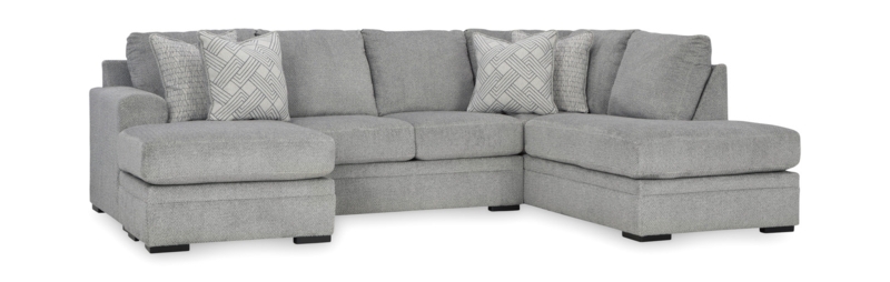 Charcoal Grey Sectional with Patterned Accent Pillows