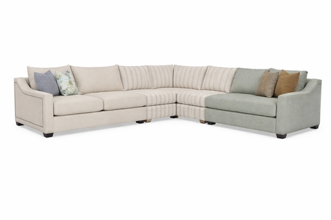 Charcoal L-Shaped Sectional Sofa, Track Arms, Transitional Style