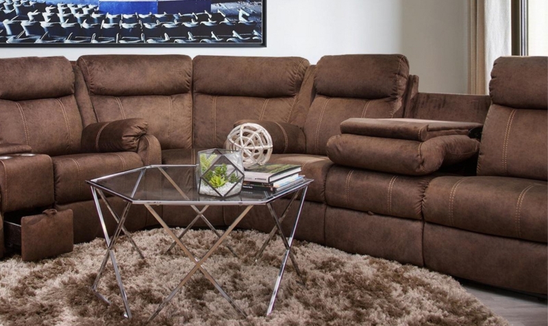 Charcoal Reclining Sectional Sofa Fabric with Integrated Seats