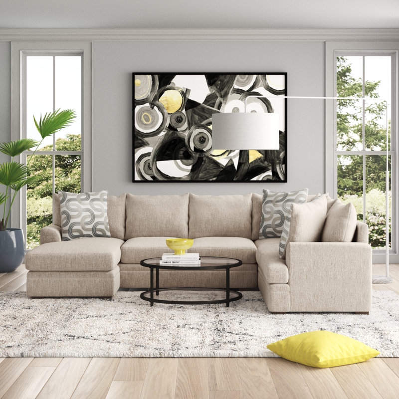 Charcoal Sectional Sofa with Right Facing Chaise & Woven Fabric