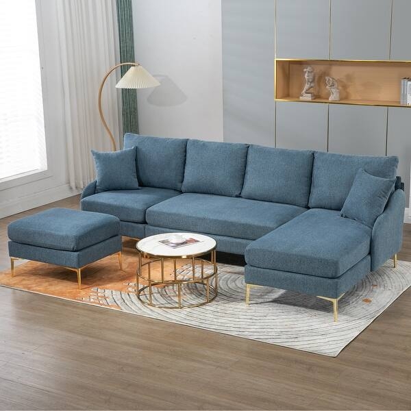 Charcoal U-Shaped Sectional Sofa with Double Chaise for Modern Spaces