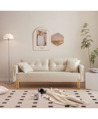 Charcoal Velvet Sofa with Tufted Seat and Bolster Pillows