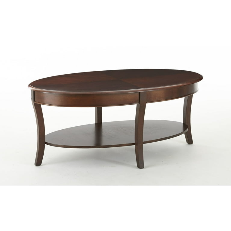 Cherry Finish Wood Coffee Table with Lower Shelf
