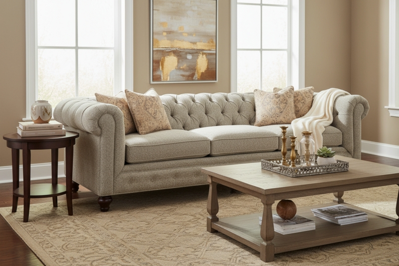 Chesterfield Sofa Navy Blue Oversized 108 Inch Frame classic style