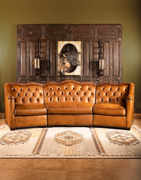 Chesterfield Sofa with Diamond Tufting in Rustic Lodge Setting