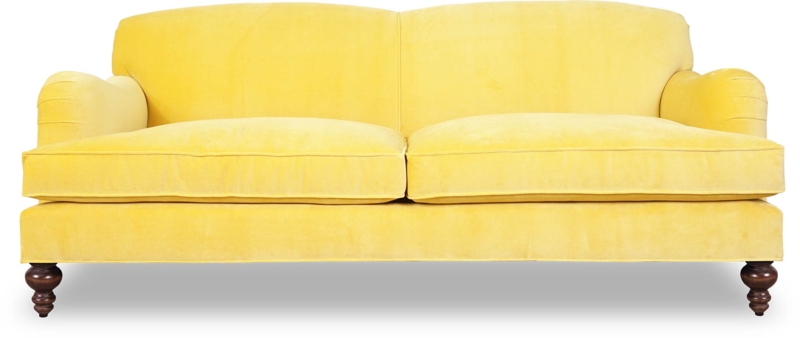 Chestnut Brown Leather-Like Sofa, English Roll Arms, Tight Back