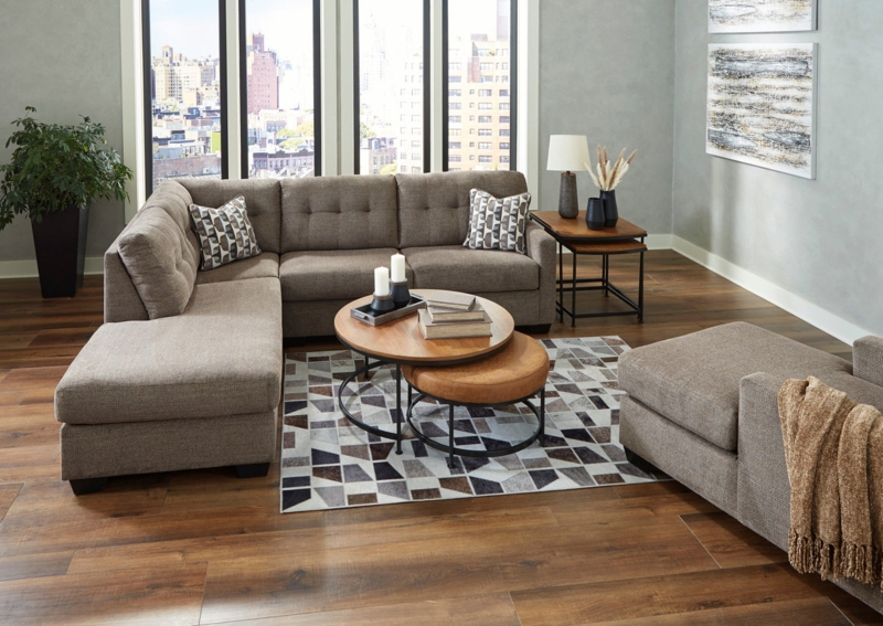 Chocolate Brown Chaise Sectional with Plush Cushions