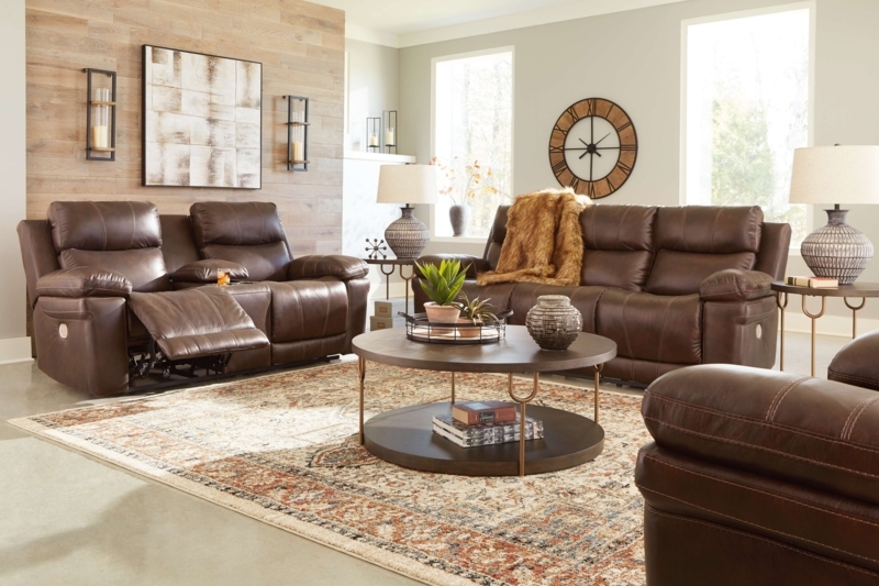 Chocolate Brown Faux Leather Power Reclining Living Room Set