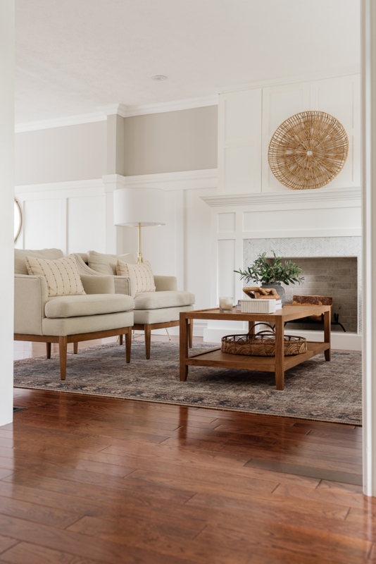 Chunky Leg Wood Coffee Table with Slatted Lower Shelf