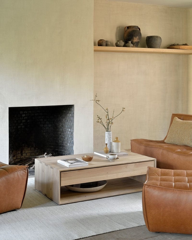Chunky Tripod Coffee Table in Dark Wood Finish