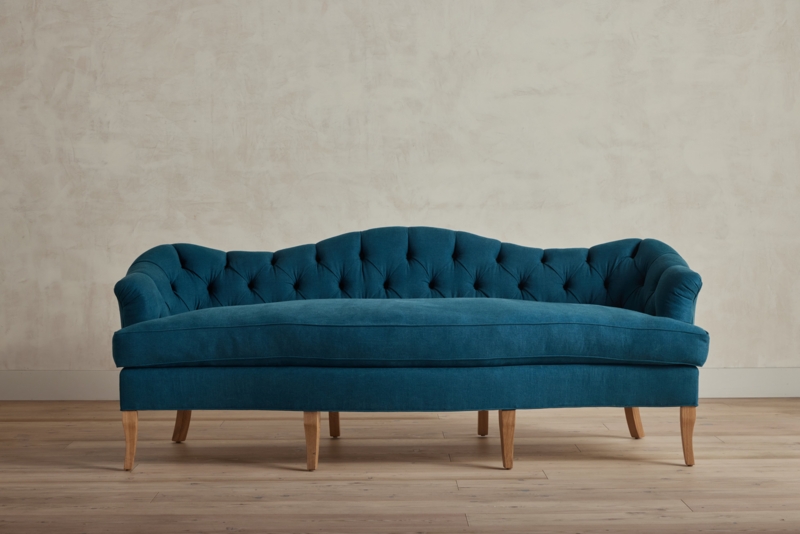 Classic Camelback Sofa featuring Charcoal Velvet and Diamond Tufting