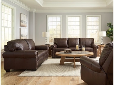 Classic Leather Living Room Set with Rolled Arms