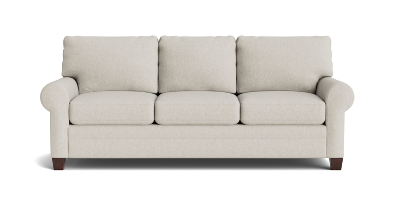 Classic Sock Arm Sofa with T-Cushion Seating in Neutral Fabric