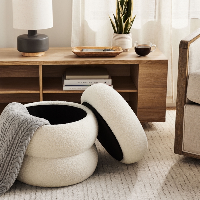 Cloud Shape Storage Ottoman Boucle Lift Top Living Room Accent