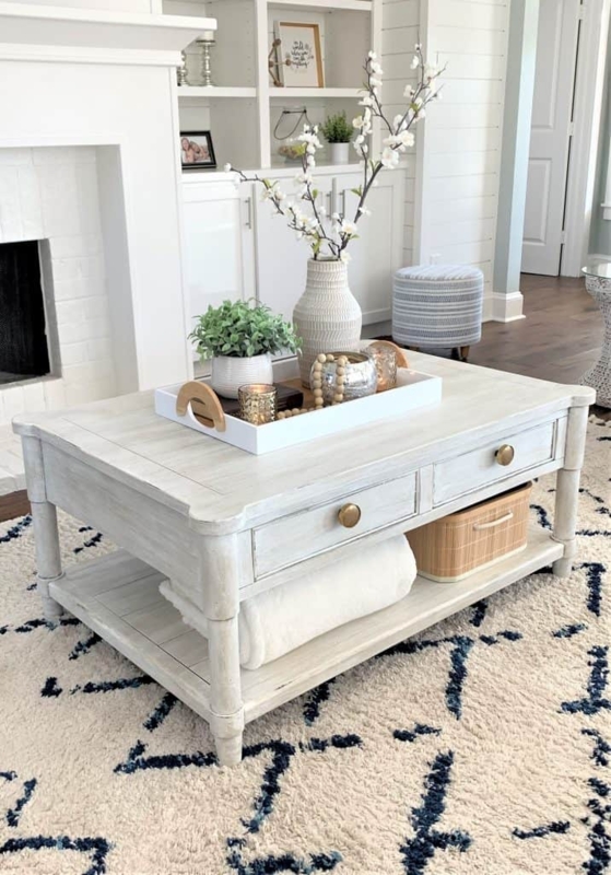 Coastal Chic Coffee Table X-Frame Sides Crisp White Finish