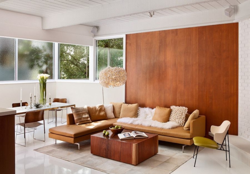 Coastal Modern Charcoal Grey Sectional Sofa in Minimalist Lounge
