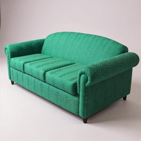 Cobalt Blue Velvet-Like Sofa with Camel Back and Button Tufting