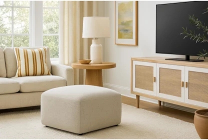 Cobblestone Gray Square Ottoman with Caster Wheels