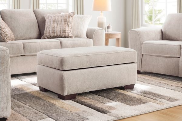 Cocktail Ottoman, Espresso Brown Leather-Like with Slatted Storage Shelf