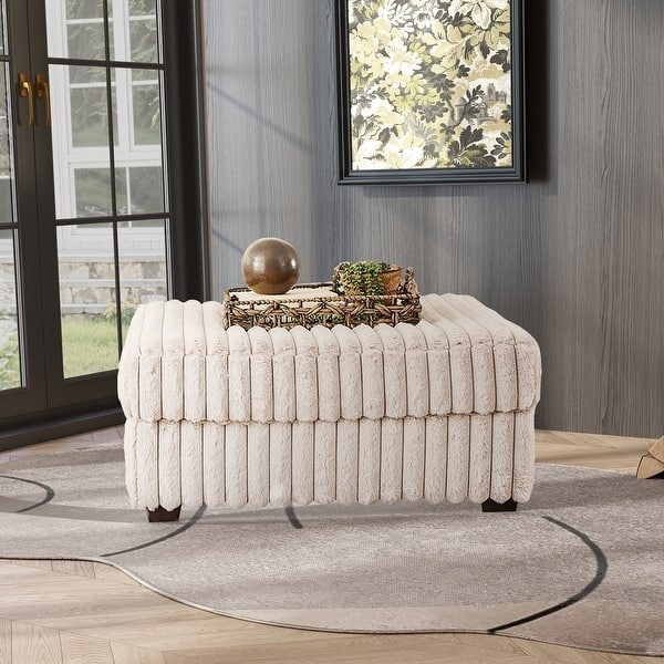 Cocktail Ottoman, Gray Drum Shape with All-Over Button Tufting
