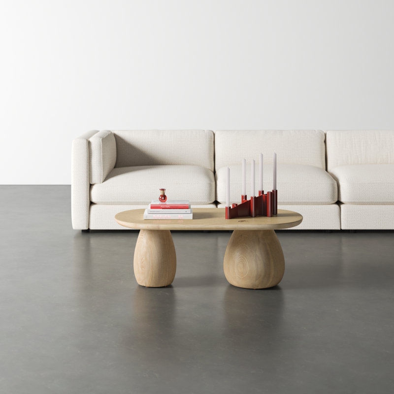 Coffee Table Abstract Shape with Chunky Tripod Legs