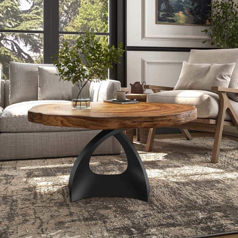 Coffee Table Base Only Matte Black Metal Tulip Pedestal Shape