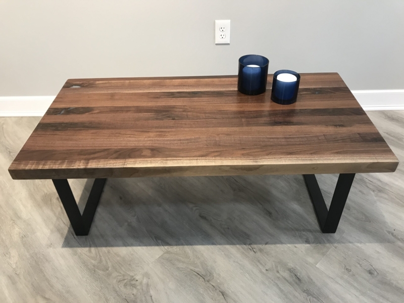 Coffee Table Beveled Edge Tapered Legs Mid Century Modern Airy