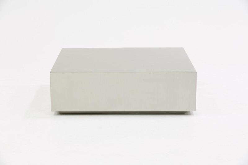 Coffee Table Brushed Metal Anvil Silhouette Tapered Base Design
