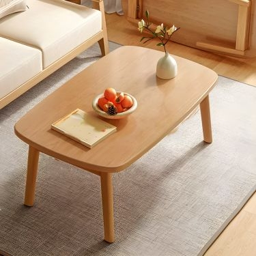 Coffee Table Chunky Legs Rounded Corners Square Silhouette Japandi