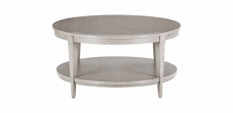 Coffee Table Dark Espresso Finish, Round Transitional with Lower Shelf