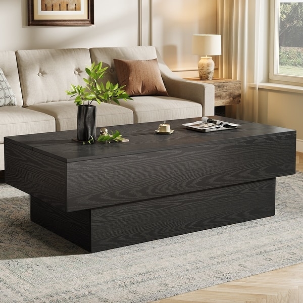 Coffee Table, Farmhouse With Storage, X-Brace Sides, Two-Tone Finish