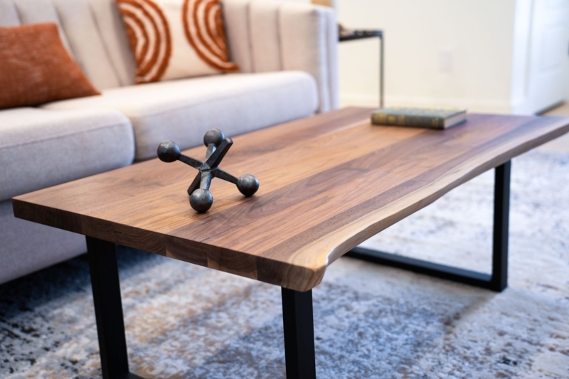 Coffee Table Hairpin Legs Small Live Edge Slab Rustic Modern