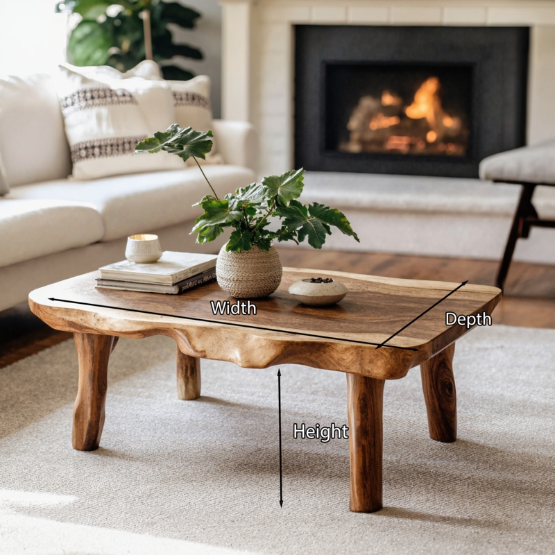 Coffee Table Live Edge Wood Slab Hairpin Legs Low Profile Minimalist