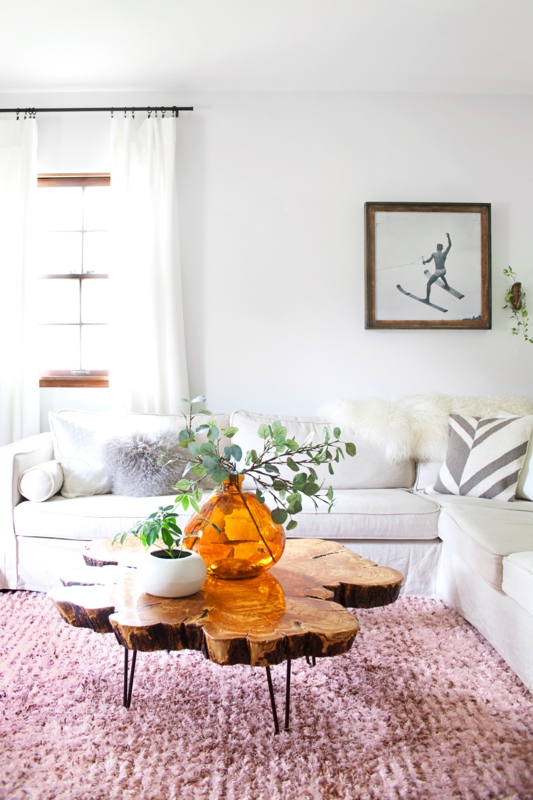 Coffee Table Live Edge Wood Slab Hairpin Legs Modern Boho Living Room