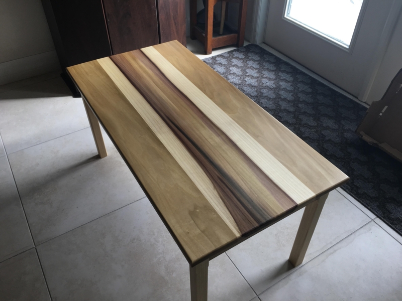 Coffee Table Low Profile Block Legs Light Wood Minimalist Modern