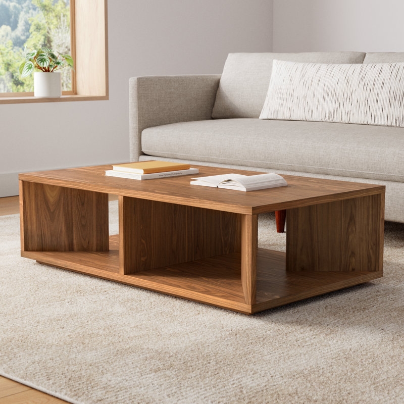 Coffee Table Low Profile Round with Wide Chunky Legs