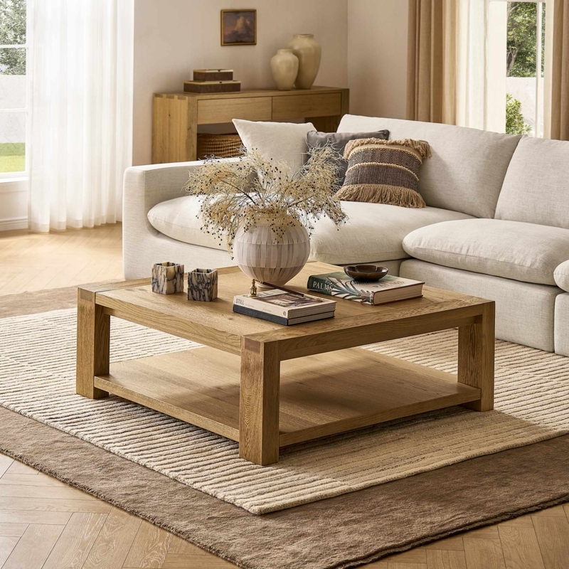 Coffee Table Natural Wood Chunky Profile Low Profile Scandinavian