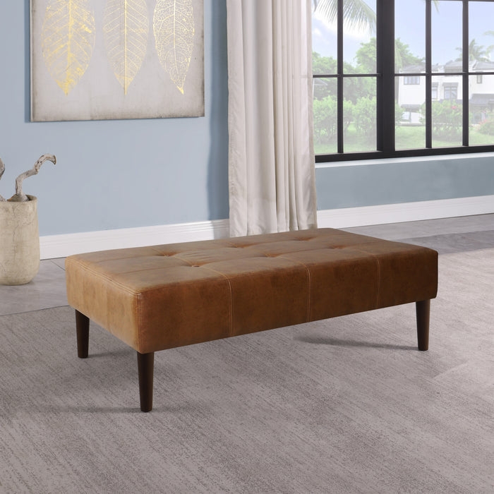 Coffee Table Ottoman Rectangular Tufted Top with Metal Shelf Base